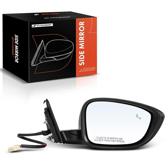 A-Premium Passenger Side Power Door Mirror - Compatible with Honda Accord 2018 2019 2020 2021 2022 - Heated Folding Black Outside Rear View Mirror w/Blind Spot Detection - Replace# 76208-TVA-A22