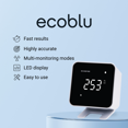 thumbnail image 3 of Ecosense EB100 EcoBlu, Digital Radon Detector, Fast & Accurate, Short-Term and Long-Term Monitoring, Full Size LED Screen, Easy to Use (White), 3 of 8