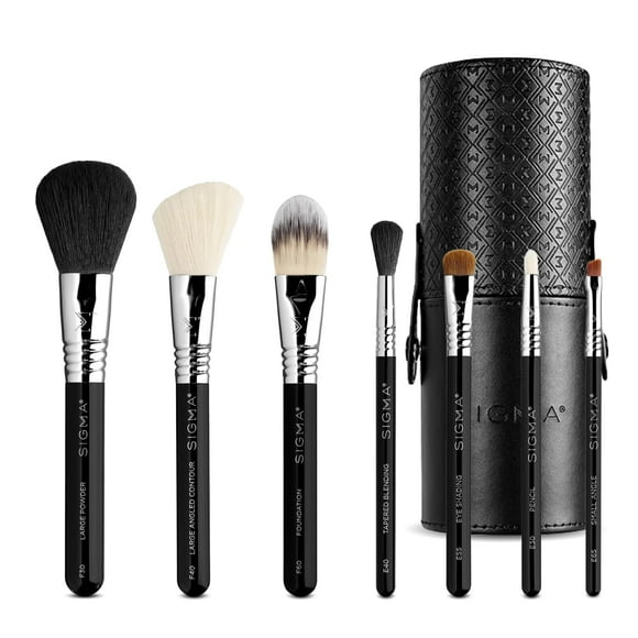 Sigma Beauty Makeup Brush Set – 7-Piece Travel Makeup Brushes for Flawless Application of Foundation Makeup, Blending, Contour, Eyeshadow & Brow Makeup – Compact &a