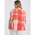 thumbnail image 3 of DARING DIVA Women's Plus Tie Dye V Neck Ruffle Sleeve Blouse 3X Orange, 3 of 5