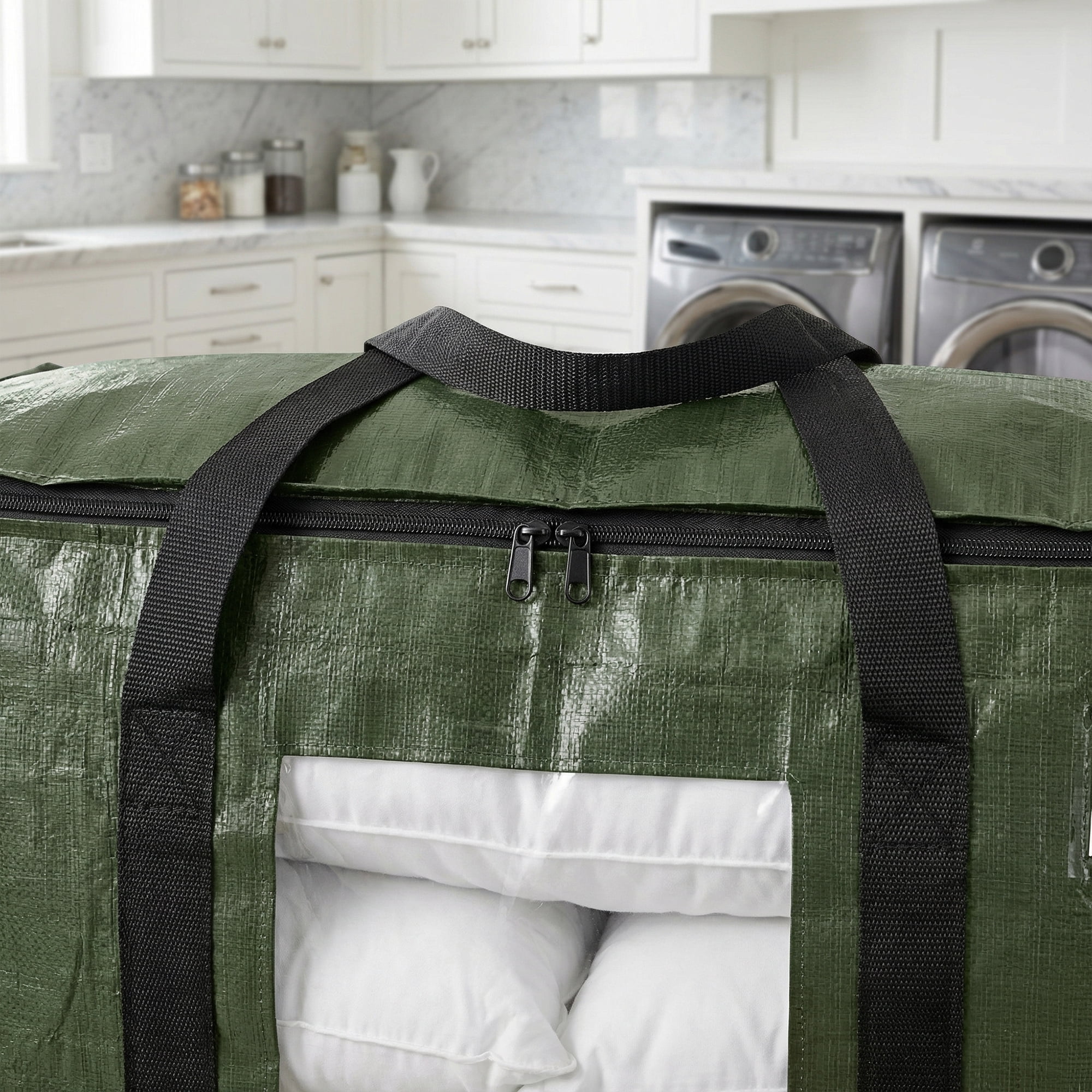 Unique Bargains Storage Bags for and Closet with Handles Green 27.56"x13.78"x16.54"