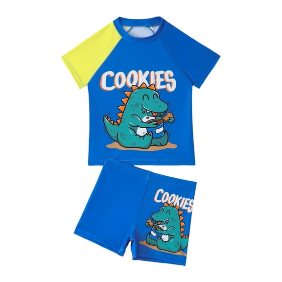 adviicd Baby Boy Swimsuit Little Boys' Rash Guard Swim Set - 2 Piece Bathing Suit Trunks and Rash Guard Shirt (Blue,6-7 Years)