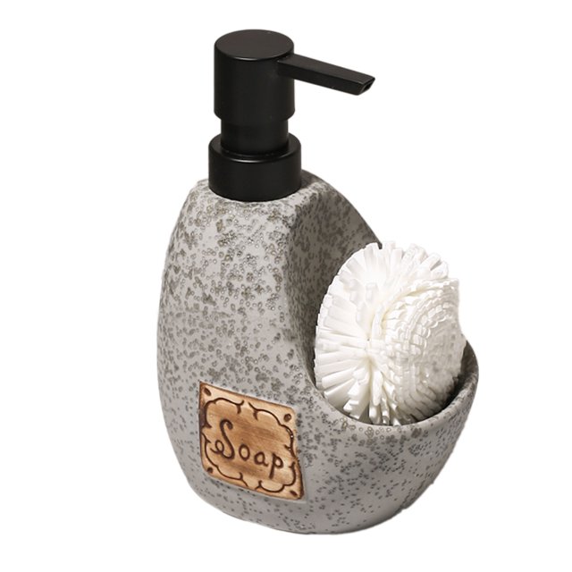Qeeadeea Retro Design Soap Dispenser With Pump, Refillable Lotion Dispenser For Bathroom Vanity Countertop, Ceramic Shampoo Dispenser For Shower-grey-450ml/16oz
