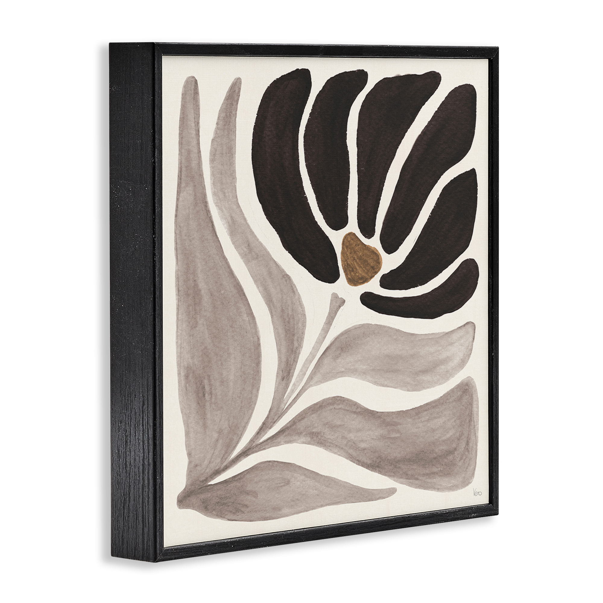 Stupell Industries Modern Neutral Bloom Botanical & Floral Painting Black Framed Art Print Wall Art, 12 x 12