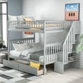 thumbnail image 2 of Tcbosik Full Over Full Bunk Bed With Two Drawers And Storage, Gray, 2 of 9