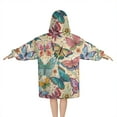 thumbnail image 2 of Colorful Butterfly Flower Daisy Beige Pattern Blanket Hoodies for Kids 6-13YR Oversize Wearable Blanket Hoodies for Boys Girls Teens, 2 of 7