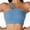 Blue, variant on huanledash Women Sports Bra One Shoulder Beautiful Back Full Cup Ladies Wire Free Ribbed Brassiere for Gym Running Fitness