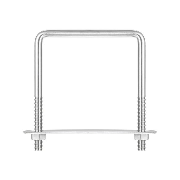 Unique Bargains Square U-Bolts, 1 Pack 87mm Inner Width 110mm Length M8 W Nuts and Plate