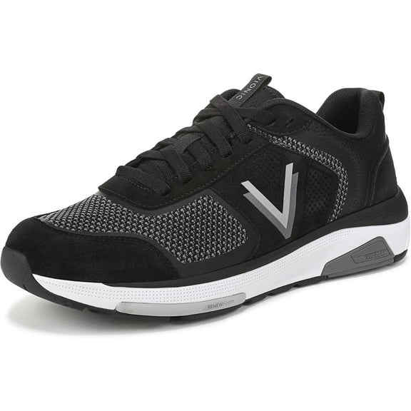 Vionic Men's Walk Strider Knit Walking Sneaker Black Knit/Suede 10.5M