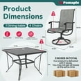 thumbnail image 7 of Pamapic 4-Person Gray Square Outdoor Patio Dining Set with Swivel Chairs, 7 of 7