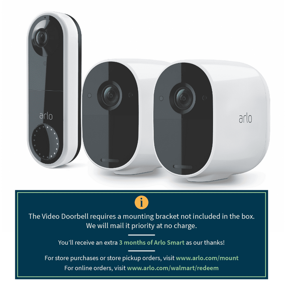 Arlo Essential Security Camera Bundle – 2 Essential Cameras with 1 Wired Video Doorbell