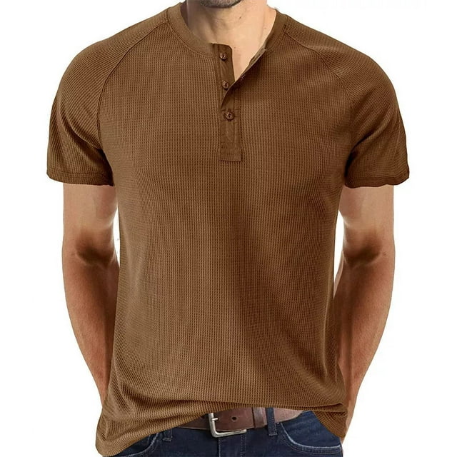 H Camisa Henley Raglán De Manga Corta Para Hombre,