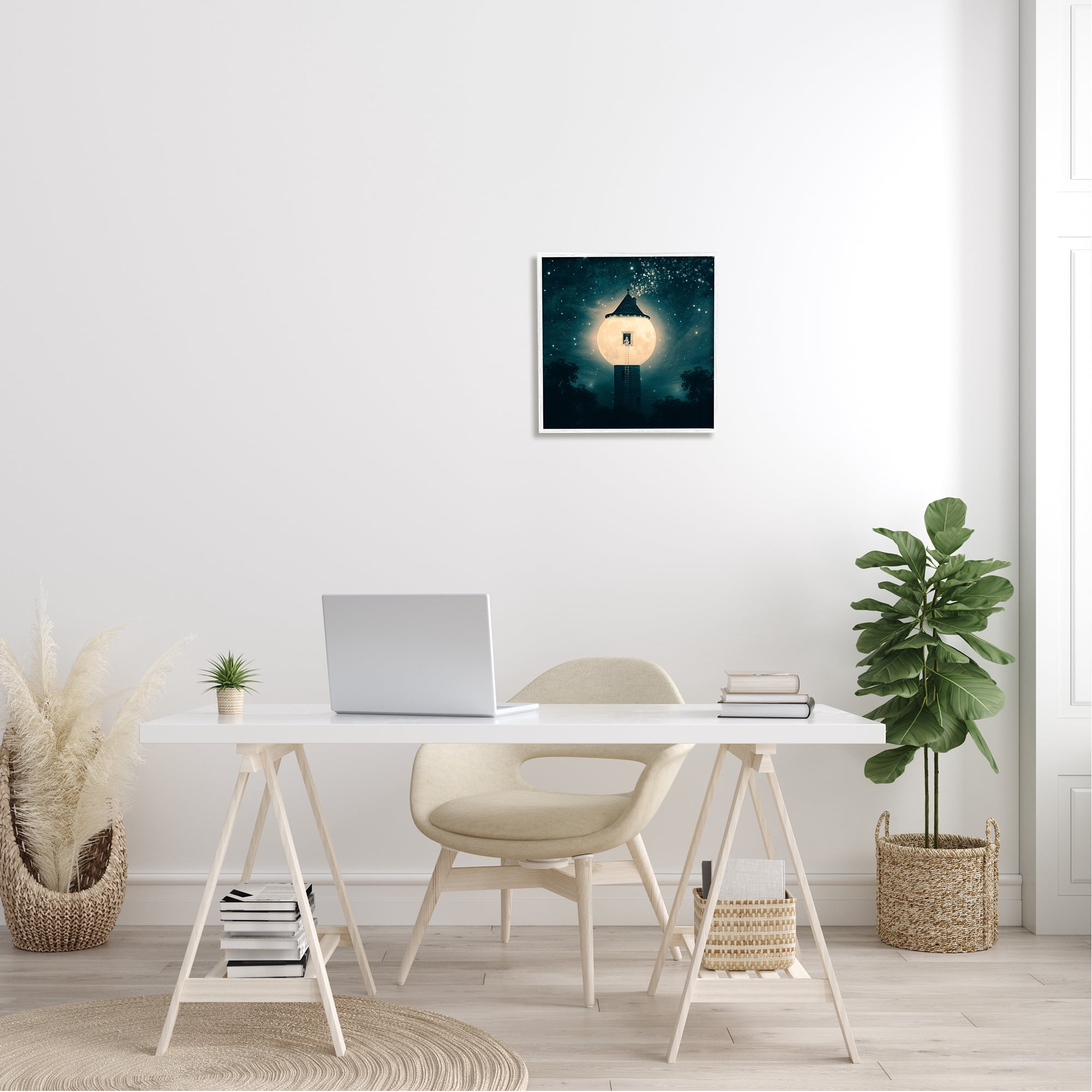Stupell Industries Abstract Lunar Tower Beautiful Starry Sky Forest Framed Wall Art, 17 x 17, Design by Paula Belle Flores