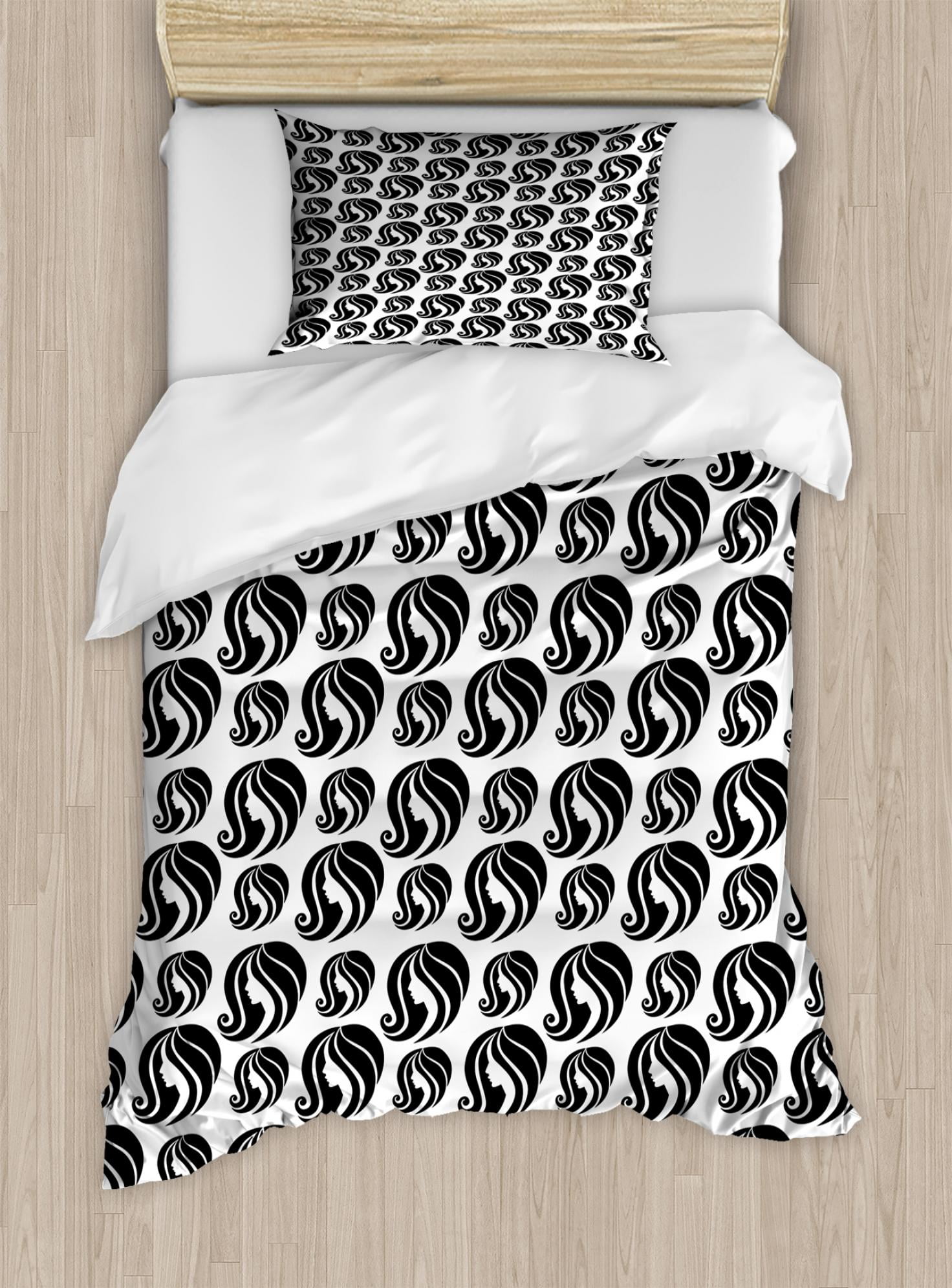 Girls Duvet Cover Set Twin Size Tattoo Style Young Woman Portrait Girls Duvet Cover Set Twin Size Tattoo Style Young Woman Portrait With Luxuriant Hair Female Fashion Concept Decorative 2 Piece Bedding 1 Pillow