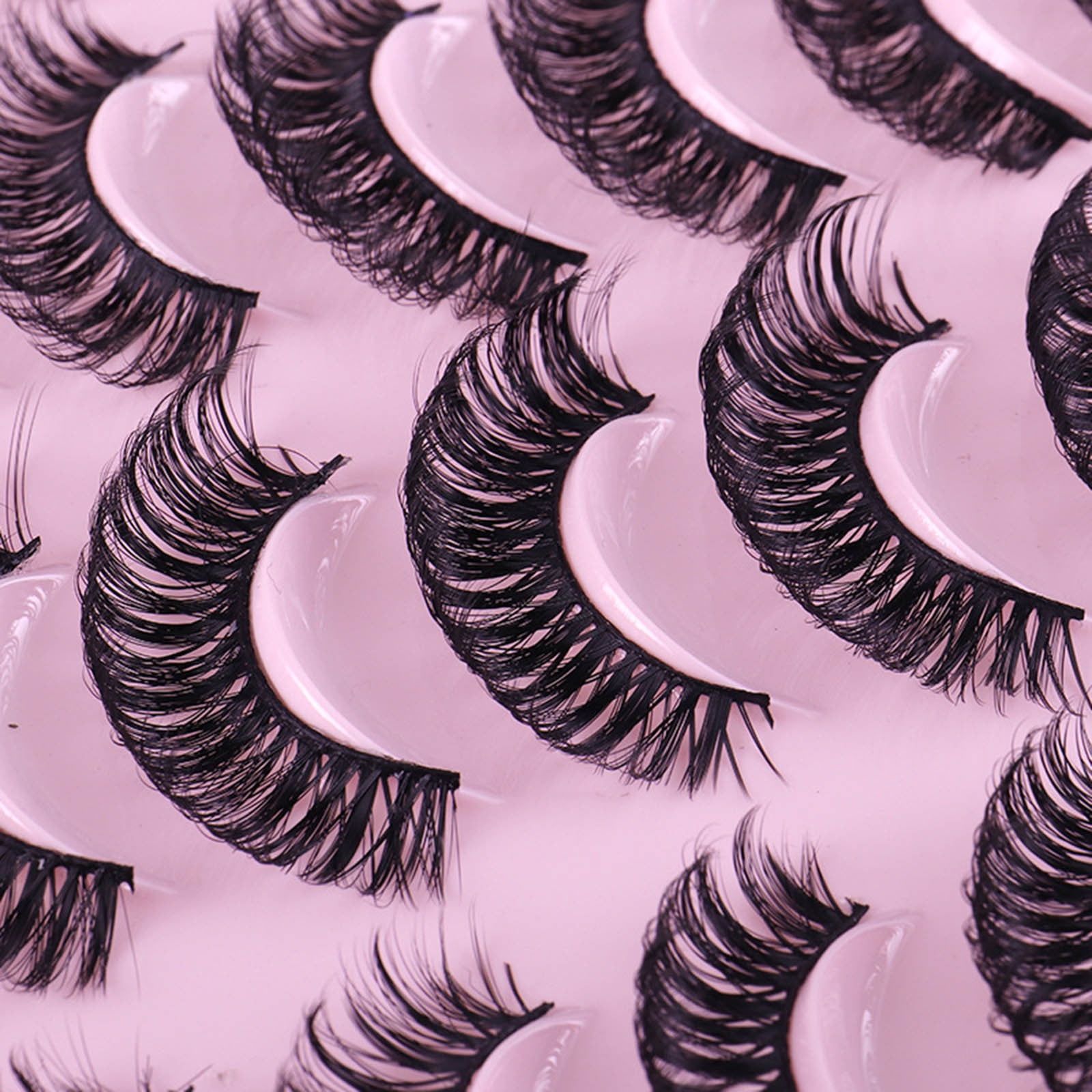 Natural Synthetic Volume False Eyelashes - Pack of 20 Pairs, Thick Full Volume, Natural Curling, High-Quality Synthetic Fibers, Dramatic Look, Beauty Makeup Tool, Women, Reusable