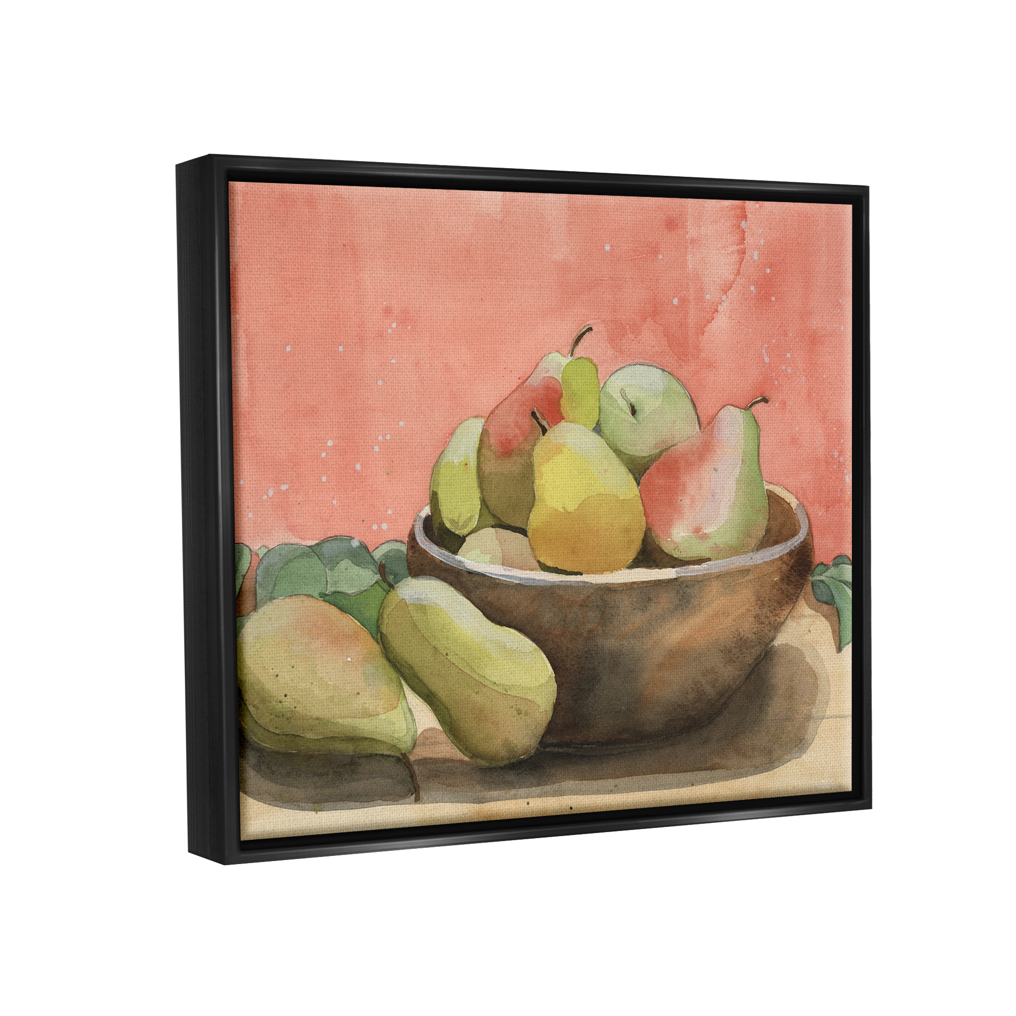 Stupell Industries Watercolor Pears Still Life Food & Beverage Painting Black Floater Framed Canvas Art Print Wall Art, 31 x 25