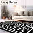 thumbnail image 2 of ODIKA 3x5 Machine Washable Non-Slip Area Rug, Modern Interlocking Maze with Contrasting Borders High Traffic Rug, White, 552046, 2 of 7