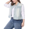thumbnail image 4 of Unique Bargains Women's Plus Size Chest Pockets Single Breasted Denim Sleeveless Jacket, 4 of 6