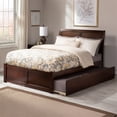 thumbnail image 1 of Portland Full Wood Platform Bed with Footboard and Twin Trundle in Walnut, 1 of 11