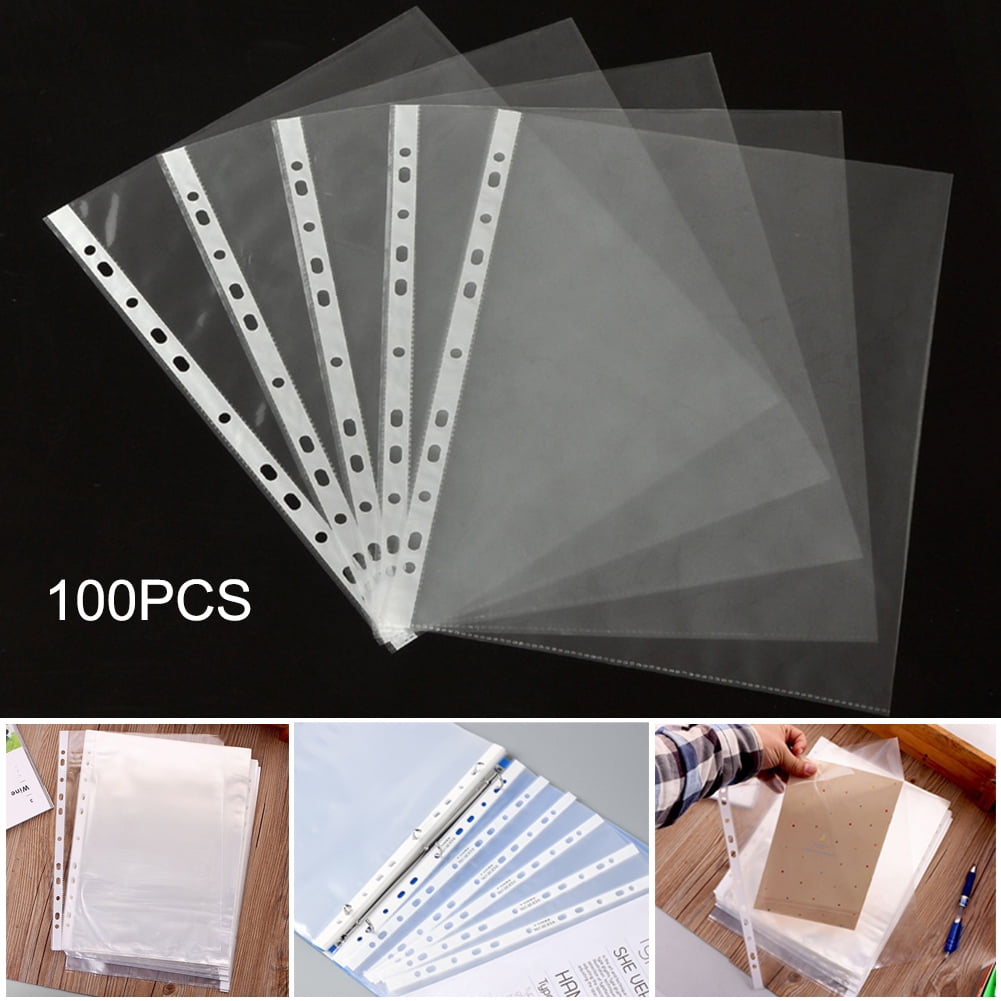 high quality A4 Clear Plastic Punched Pockets Filing Folders Wallets 55micron 