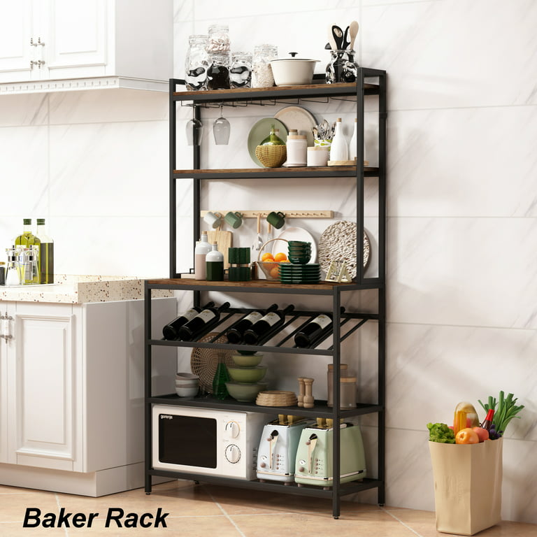 VEVOR Kitchen Baker's Rack 3-Tier Industrial Microwave Stand Multifunctional Coffee Station Organizer