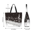 thumbnail image 7 of Ratiio Piano Keys With Musical Notes Print Reusable Grocery Bags - Washable, Foldable, Packable Tote, Large Handles, Heavy Duty, Zippered Top Pouch, 7 of 7