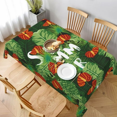 

Table Cloth Rectangle Table Palm Leaves And Tropical Flowers Tablecloth 60 x 90 Inch Wrinkle Resistant Decorative Fabric Table Cover for Dining Party Indoor Outdoor