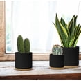 thumbnail image 2 of Keramisk Blomkruka Set med Bambusbricka Svart Inomhus Blomkruka Svart Blomkruka Set Keramisk Blomkruka Behållare Utomhus med Underfat (Stor), 2 of 5