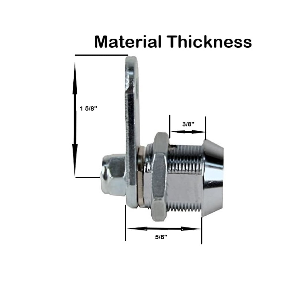 Kingsley Tubular Cam Lock With 3/8" Cylinder-Chrome Finish, Keyed Alike