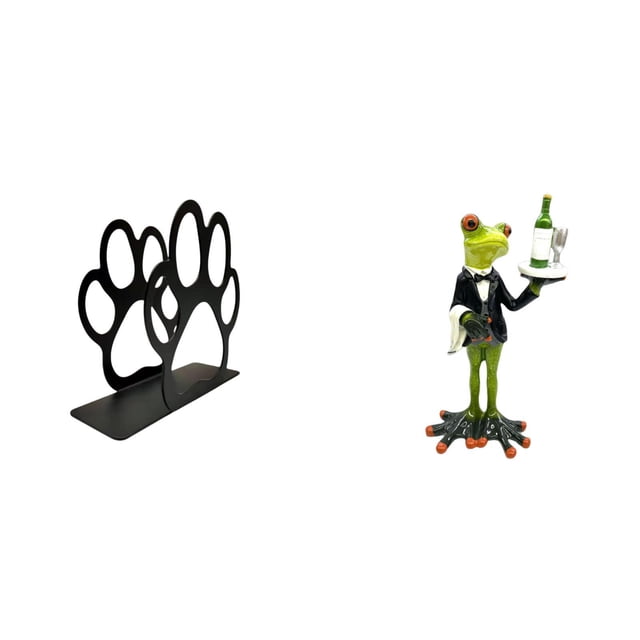 Servilletero con forma de pata de perro y estatua de rana camarera. Escultura creativa de animal, organizador decorativo para el hogar, cafetería,