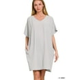 thumbnail image 2 of Zenana Women's Woven Airflow V-Neck T-Shirt Dress with Pockets – Casual, Lightweight & Stylish, 2 of 6