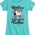 thumbnail image 3 of Peanuts - Love Is A Full Cup Of Coffee - Toddler and Youth Girls Fitted Short Sleeve Graphic T-Shirt, 3 of 6
