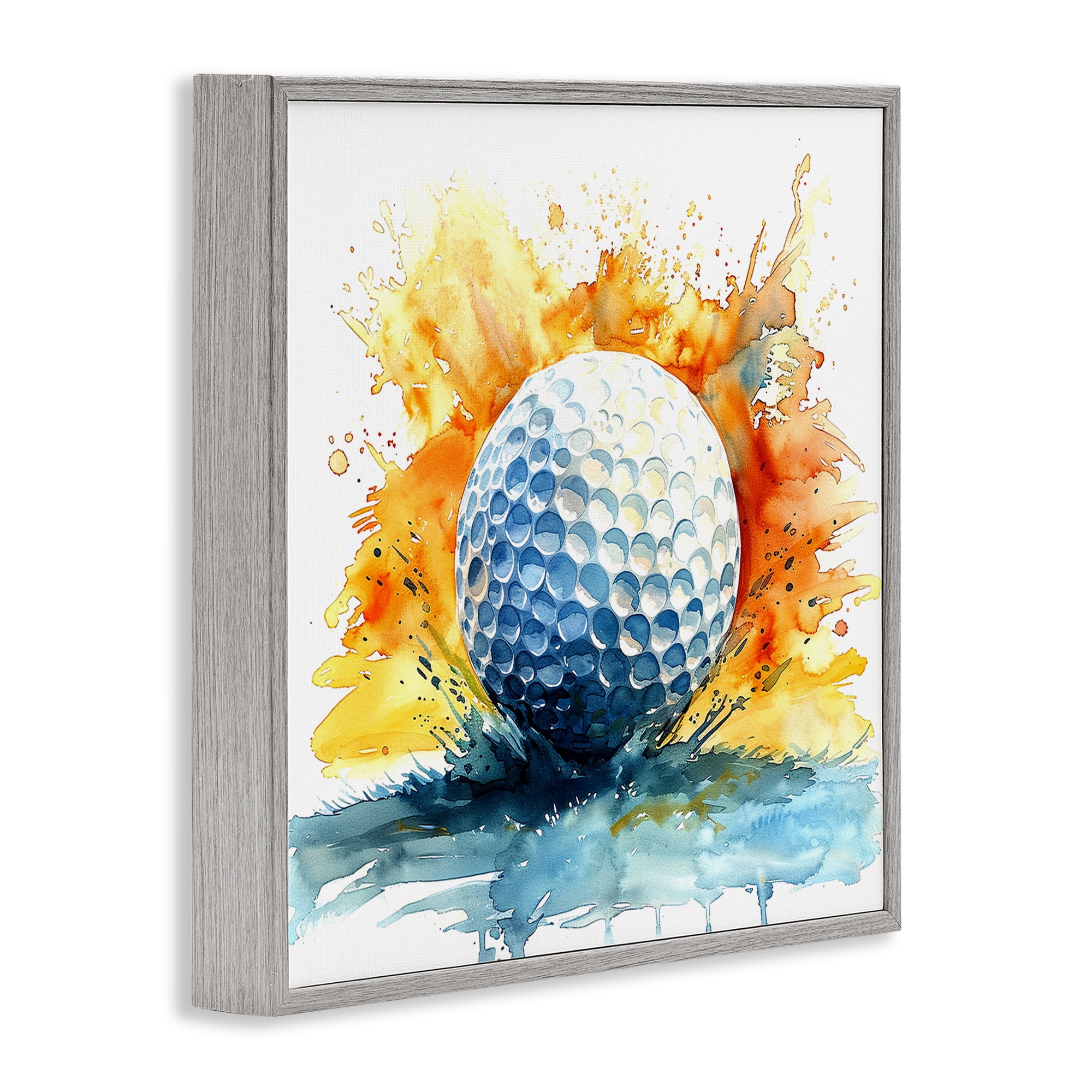 Stupell Industries Golf Splash Watercolor Burst Gray Framed Giclee Art, design by LSR Design Studio