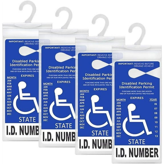 Handicap Parking Placard Holder Cover, Disabled Parking Permit with Large Hanger for Autos, Pack of 4
