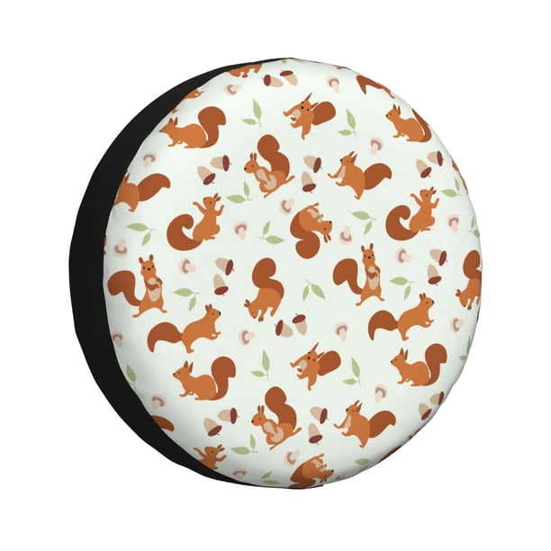 Fotbe Squirrel Playing Funda de Llanta de Repuesto con Estampado, Engrosada, Ajuste Universal para Jeep, Remolque, RV, SUV, Camión-17 inch