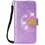 CUSKING Magnetic Wallet Case for Samsung Galaxy S10e with Card Slot and Detachable Hand Strap, Book Style Case Full Body Protective Case, Purple