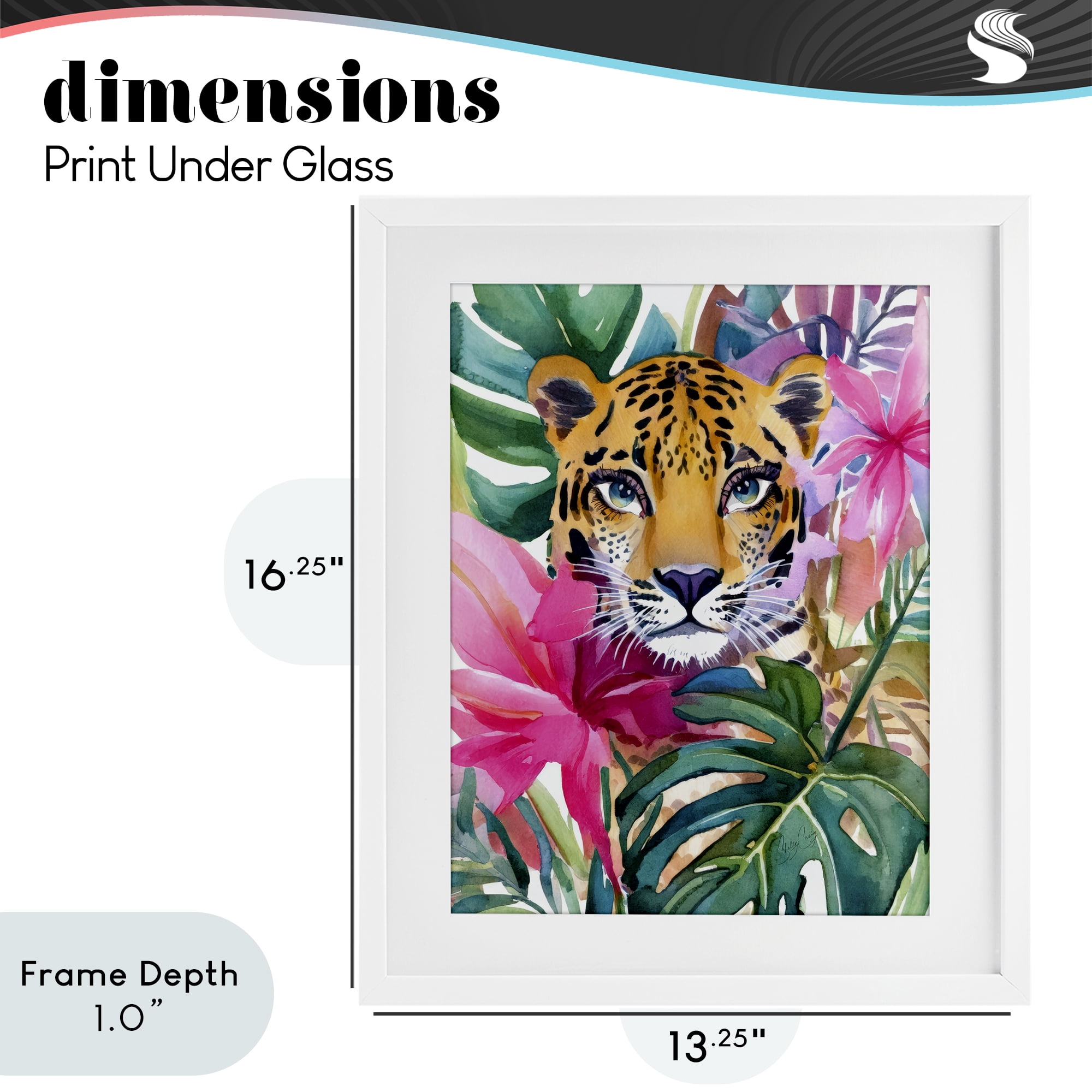 Stupell Industries Tropical Tiger Peeking White Framed Print Under Glass, design by Shelly Craig