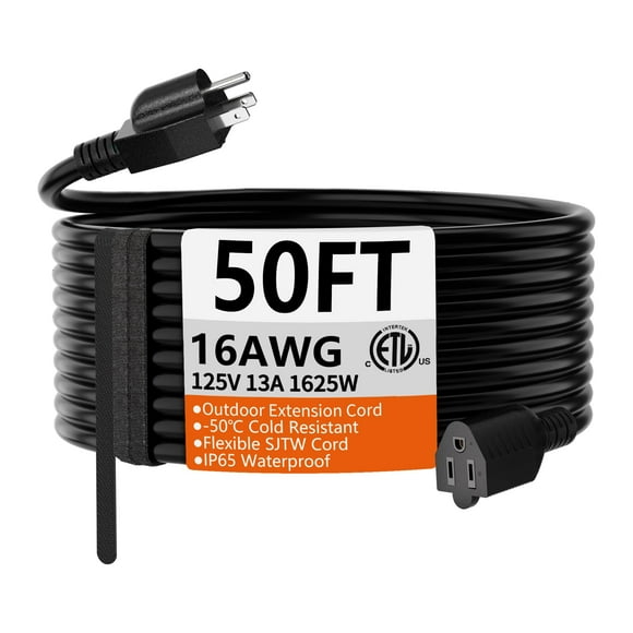Cable de extensión HUANCHAIN, calibre 16, 50 pies, negro, para interiores y exteriores