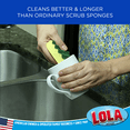 thumbnail image 7 of LOLA Heavy Duty Scrub Sponges, 24 Pack, "Made in USA", Superior Sponge Lasts up to 4X Longer, Reusable Long Lasting, Next Generation Cleaning, 7 of 7