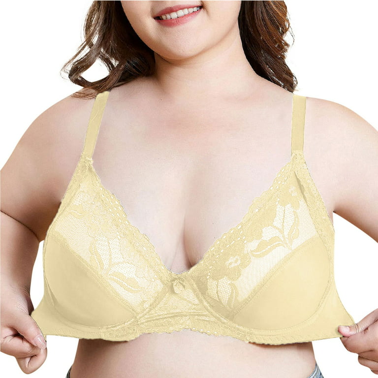 Cathalem Smoothing Bliss Lightly Lined Convertible Comfort Bra Comfortable  Bras for Women Pullover(Yellow,XL) 