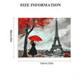 thumbnail image 3 of ERAPDAUR  Romantic Couple Walking in The Rain Eiffel Tower Red Tree Canvas Black and White Painting Wall Art Poster Modern Home Decor for Living Room Bedroom Ready to Hang 20x16in, 3 of 6