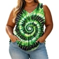 thumbnail image 2 of Women Plus Size Sleeveless V-Neck Tie Dye Tank Top, Loose Flowy Curved Hem Casual Summer Blouse, 2 of 8