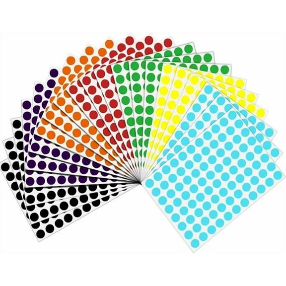 1470 Pack Color Coding Circle Dots Stickers: 21 Sheets, 3/4 Inch Round, 19Mm, 7