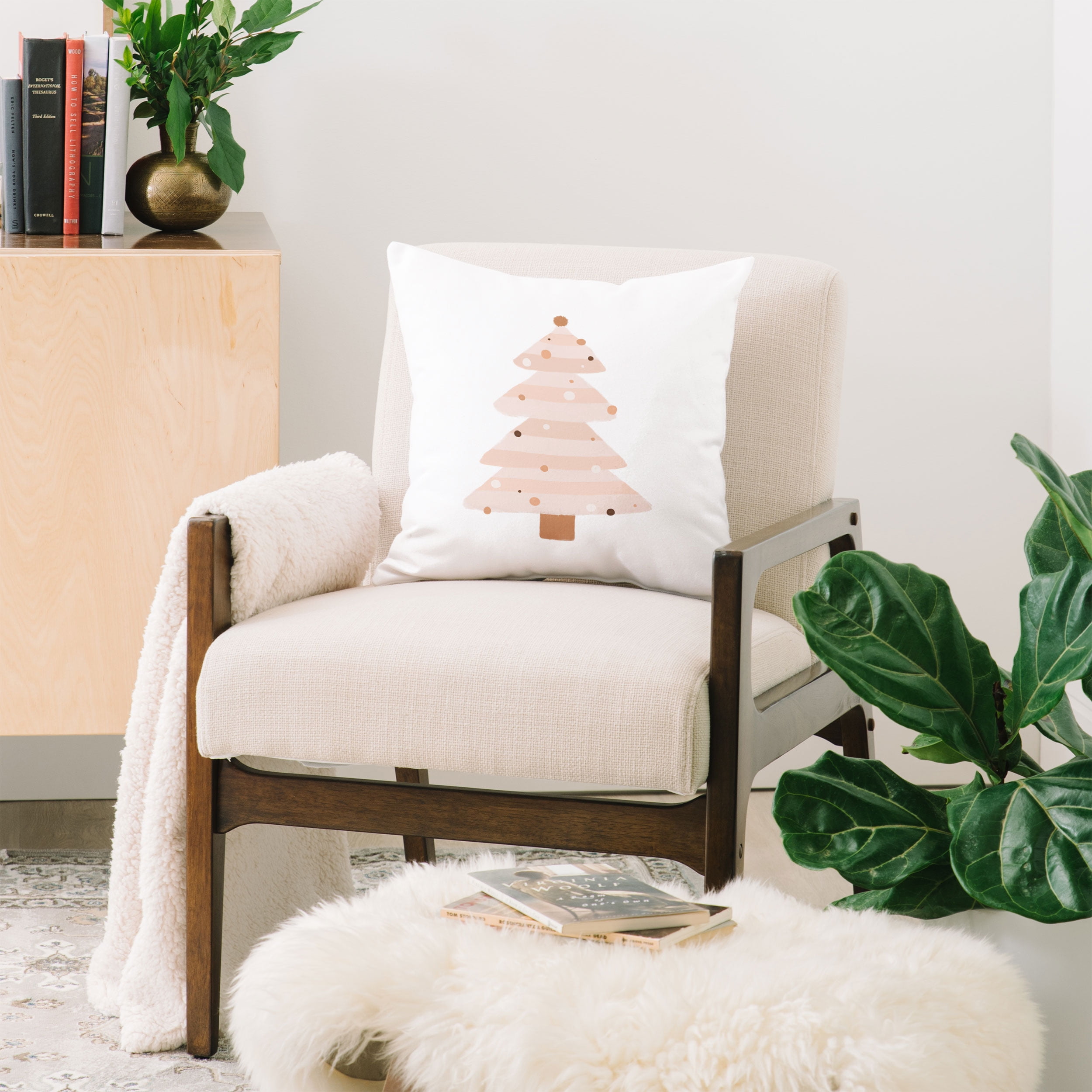 16x16 Orara Studio Christmas Tree Square Throw Pillow Pink/White - Deny  Designs
