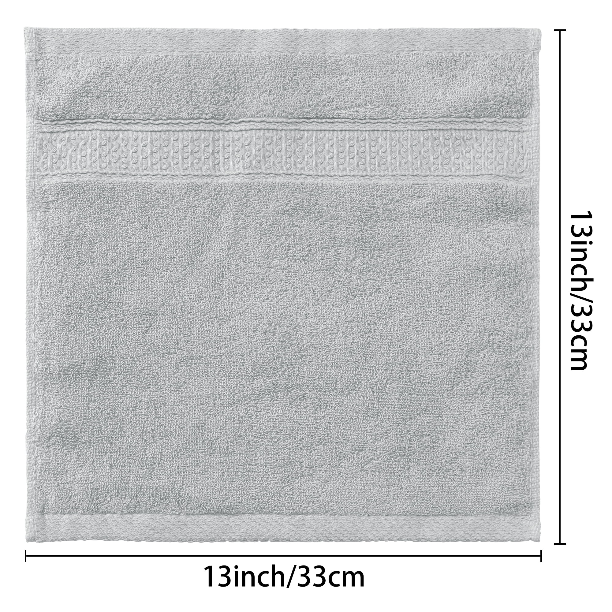 Unique Bargains 13"x13" Absorbent Cotton Dish Kitchen Plain Towels Light Gray