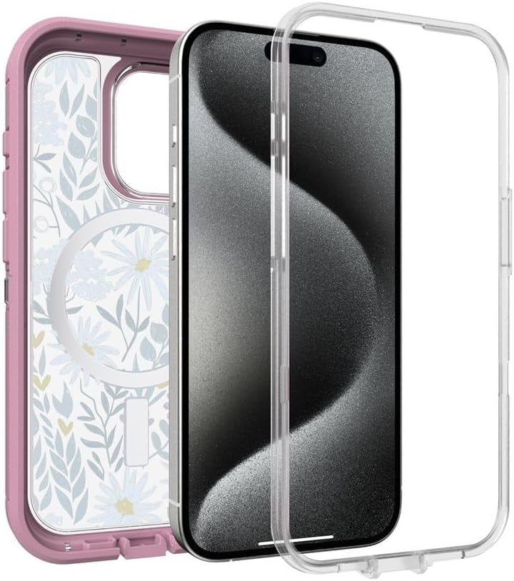 OtterBox iPhone 15 Pro (Only) - Defender Series XT Clear Case - Orchid Advice (Clear/Purple) - Screenless, Rugged - Snaps to MagSafe - Lanyard Attachment - Non-Retail Packaging