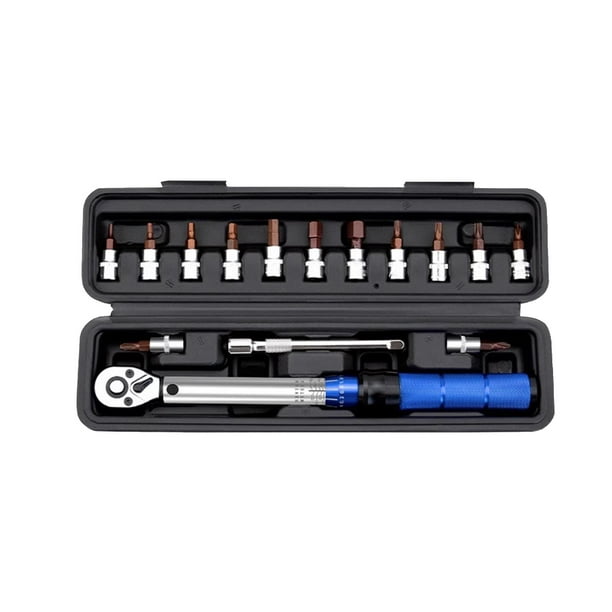 Juego de 16 llaves dinamométricas para bicicleta de 1/4 pulgadas, ajustables de 2 nm con caja moldeada, herramienta de reparación de bicicletas