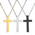 thumbnail image 4 of Collier Croix pour Hommes et Femmes Pendentif Croix en Acier Inoxydable Collier Argent, 4 of 8