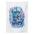thumbnail image 3 of Ambesonne Wording Tablecloth Rectangular Table Cover, Paint Brush Happy, 60"x90", Dried Rose Blue Black, 3 of 4