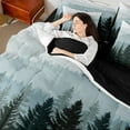 thumbnail image 4 of Feelyou Grey Blue Pine Tree Twin Bedding Sets 7-Piece, Jungle Plant Botanical Bedding Comforter Set, Nature Scenery Print Reversible Sheet Sets, Super Cozy Room Decor, 4 of 7
